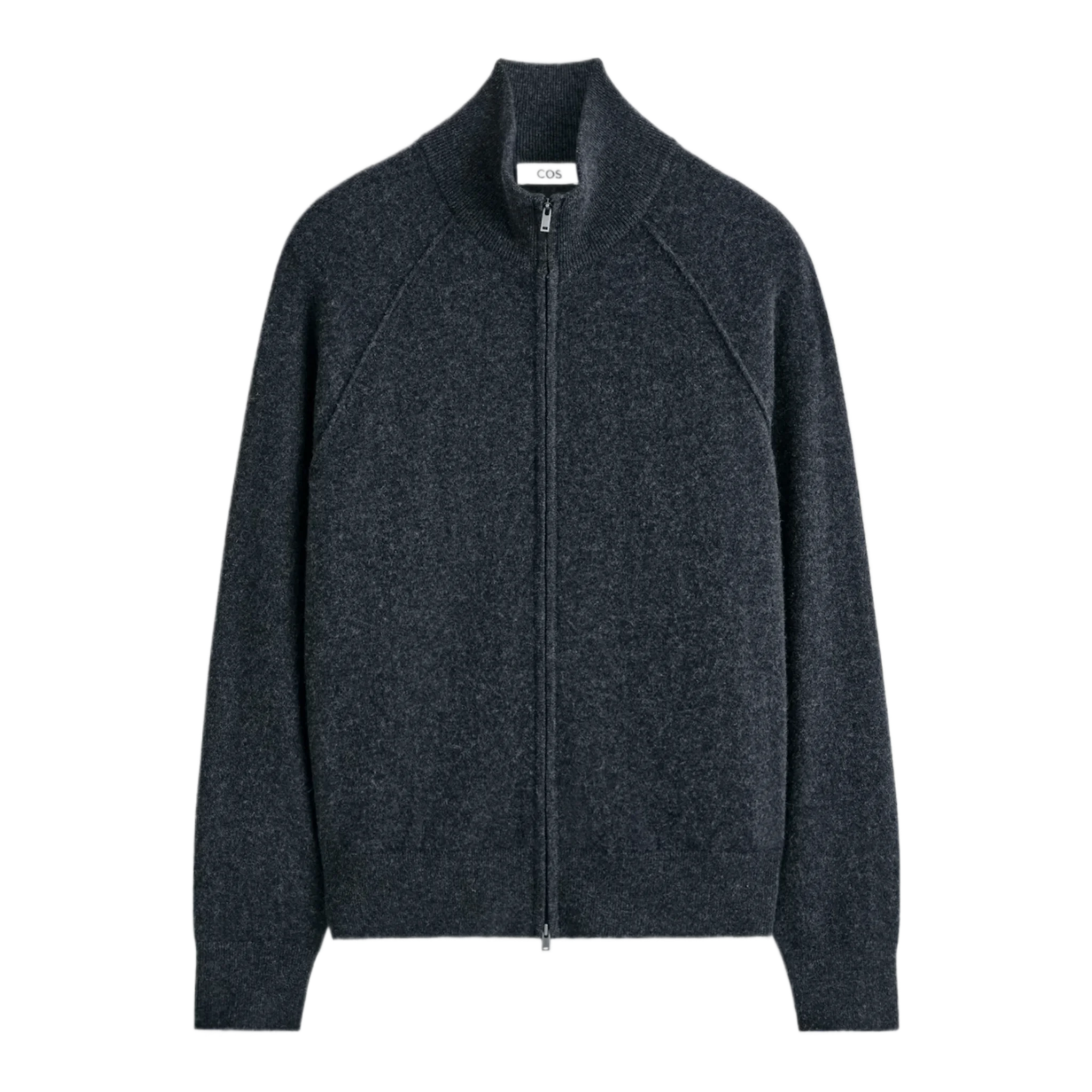 CASHMERE FUNNEL-NECK ZIP-UP CARDIGAN