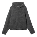 KNITTED BOXY WOOL-BLEND ZIP HOODIE