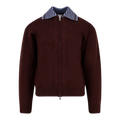 Wool cardigan with contrasting collar