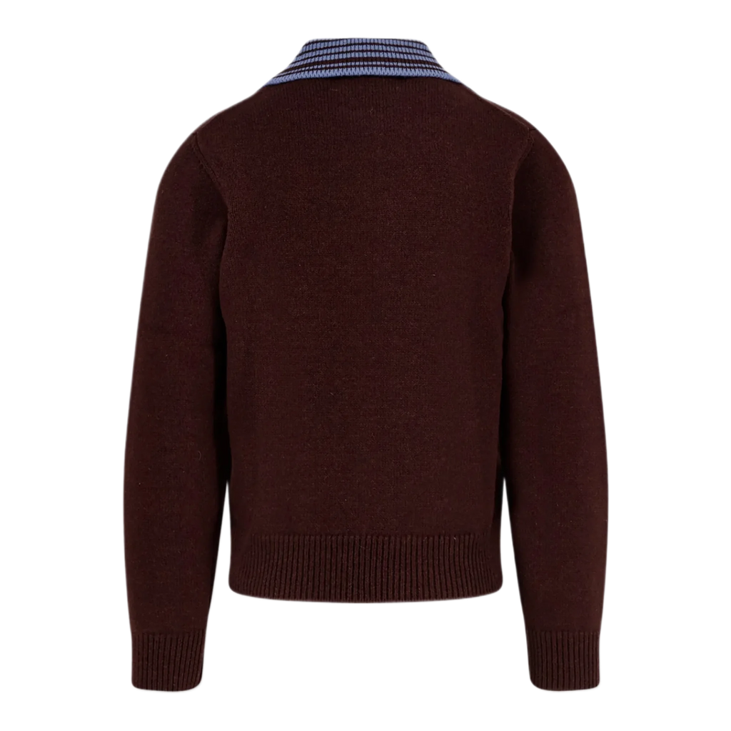 Wool cardigan with contrasting collar