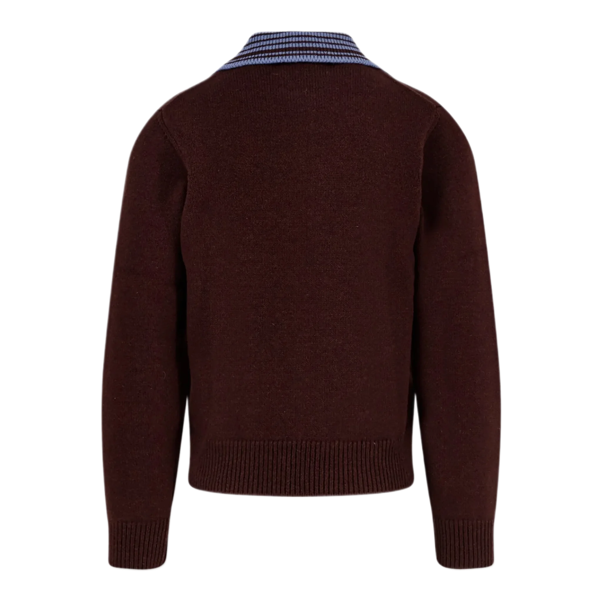 Wool cardigan with contrasting collar