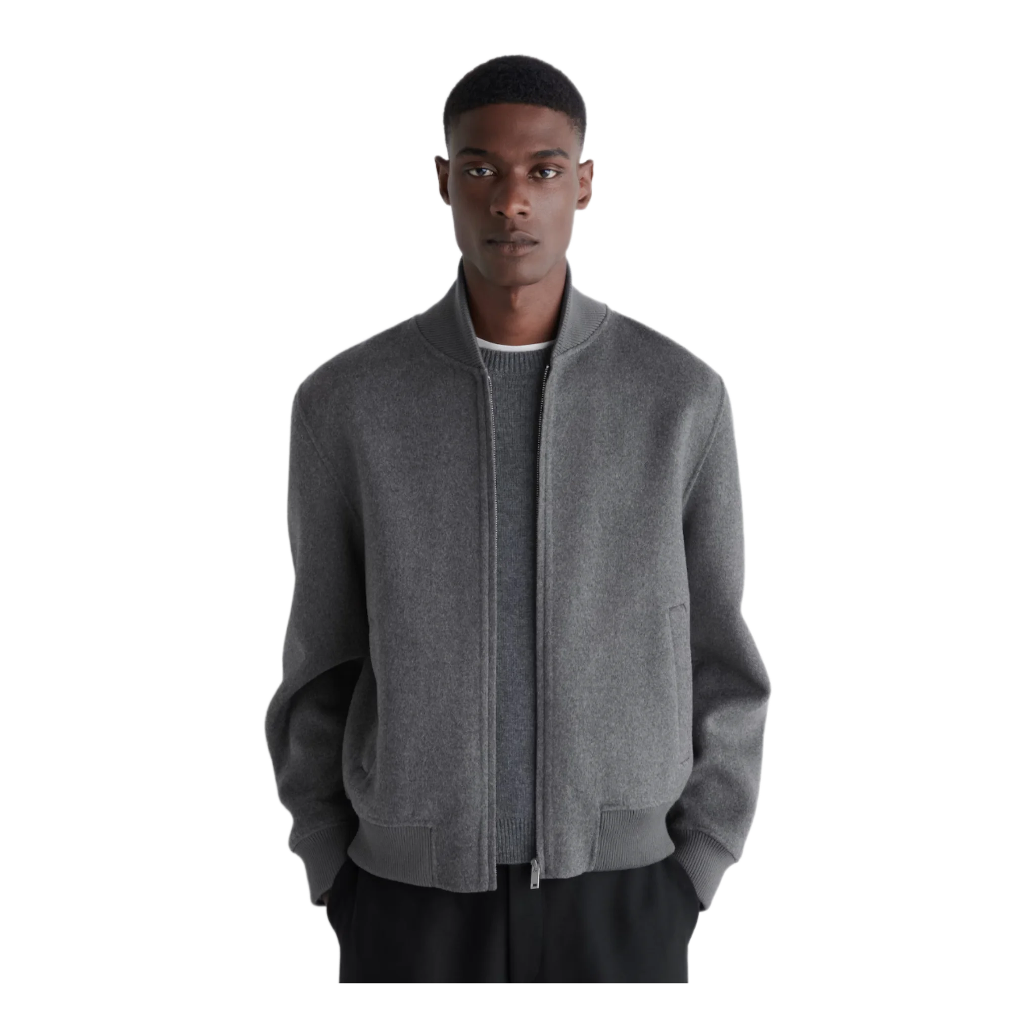 DOUBLE-FACED WOOL BOMBER JACKET
