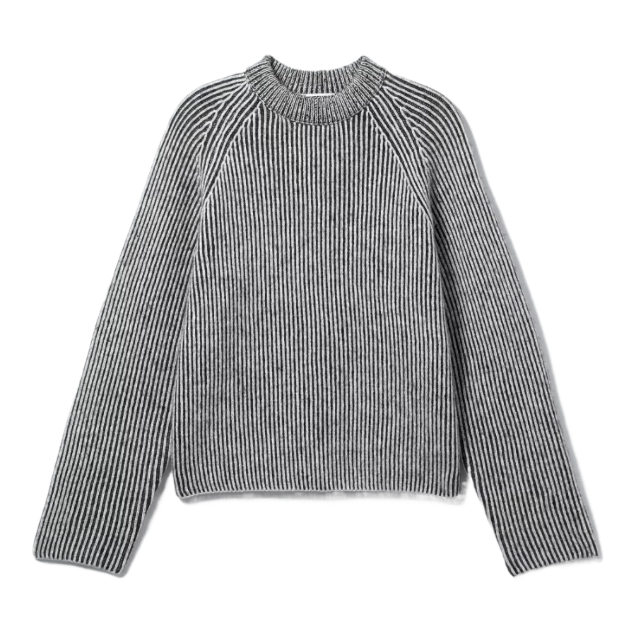 KNITTED TWO-TONE WOOL BLEND SWEATER