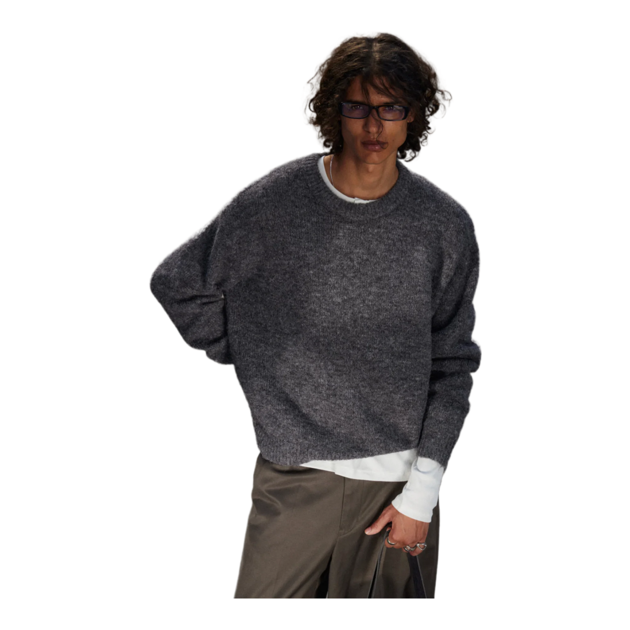 REGULAR KNITTED WOOL-BLEND SWEATER