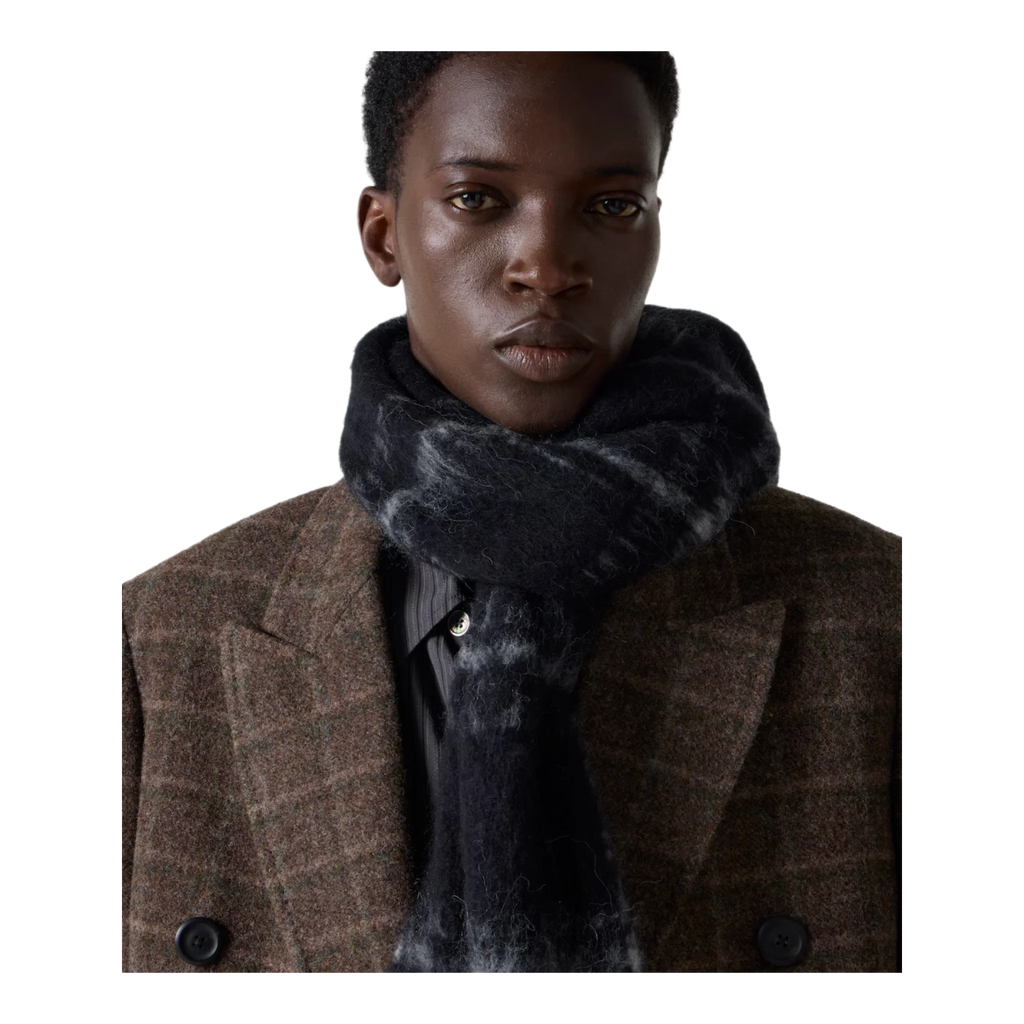Estate checked alpaca and wool-blend scarf