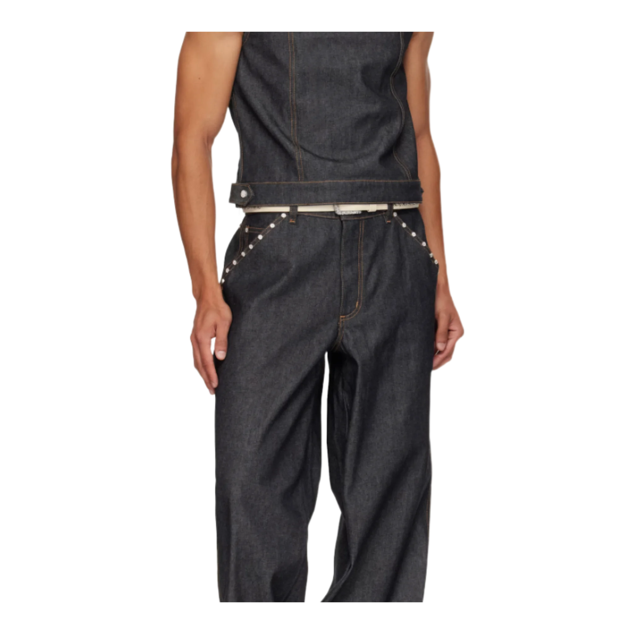 SSENSE Exclusive Off-White Waxed Teddy Studded Belt