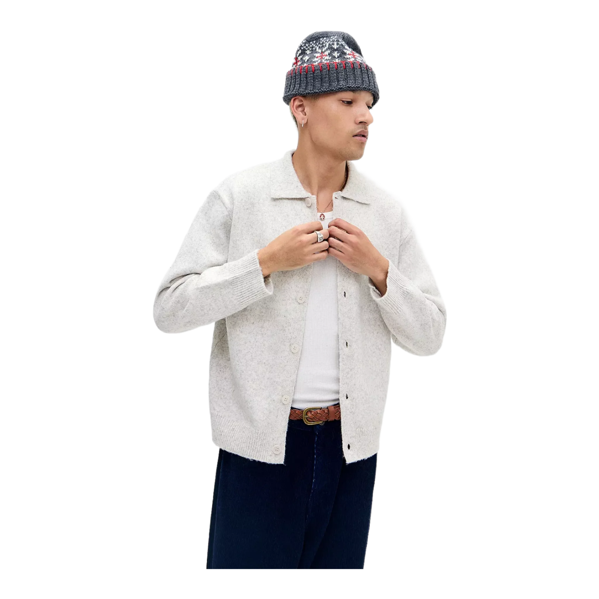 Ecru Button-Through Polo Shirt