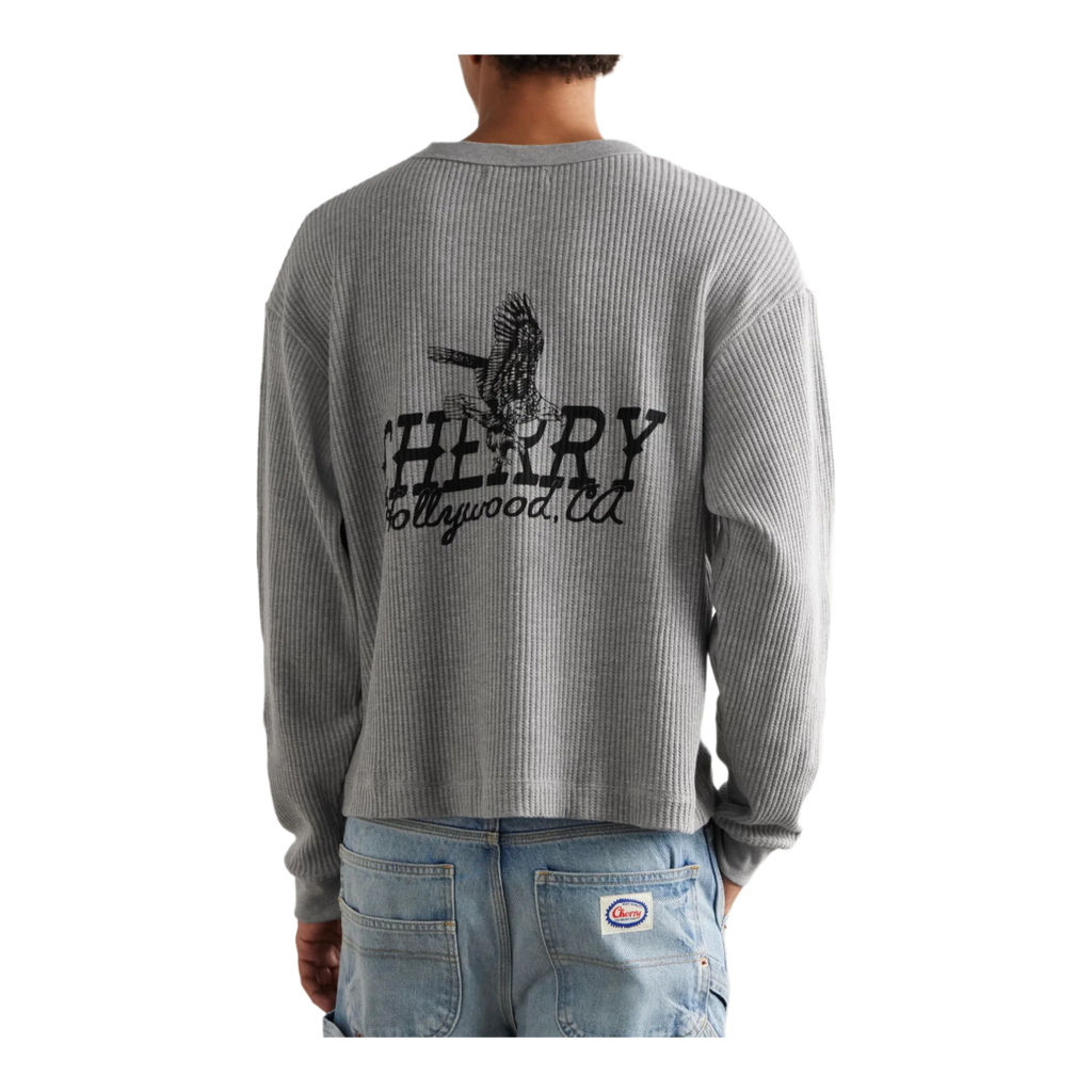Hollywood Thermal Cropped Waffle-Knit Cotton-Blend T-Shirt