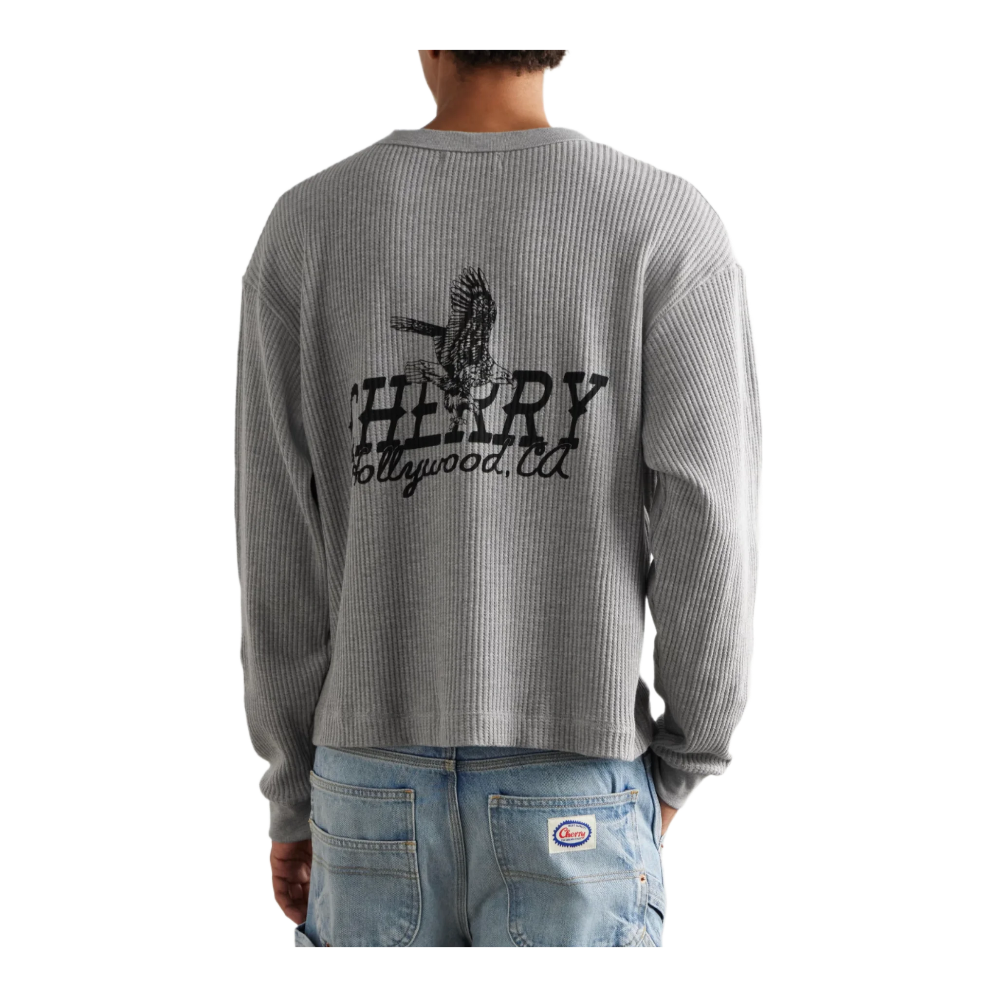 Hollywood Thermal Cropped Waffle-Knit Cotton-Blend T-Shirt