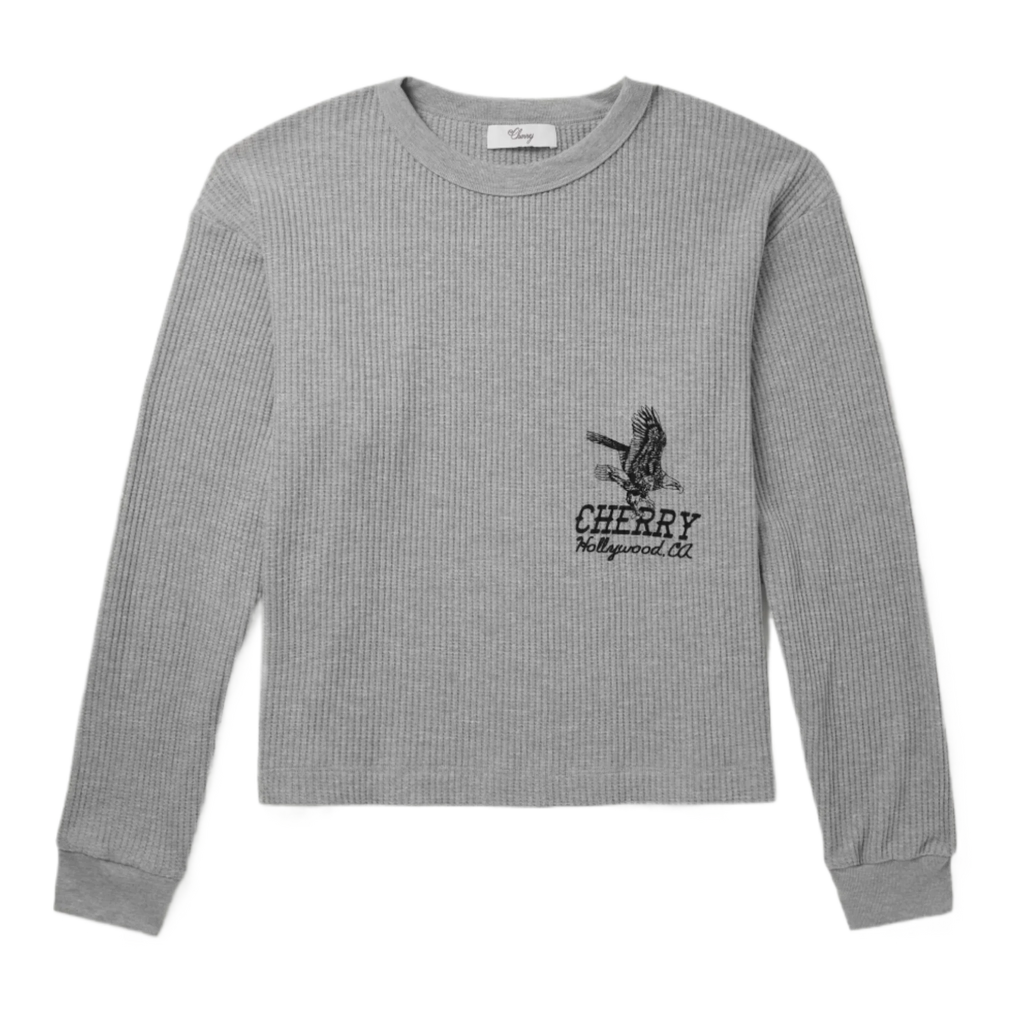 Hollywood Thermal Cropped Waffle-Knit Cotton-Blend T-Shirt