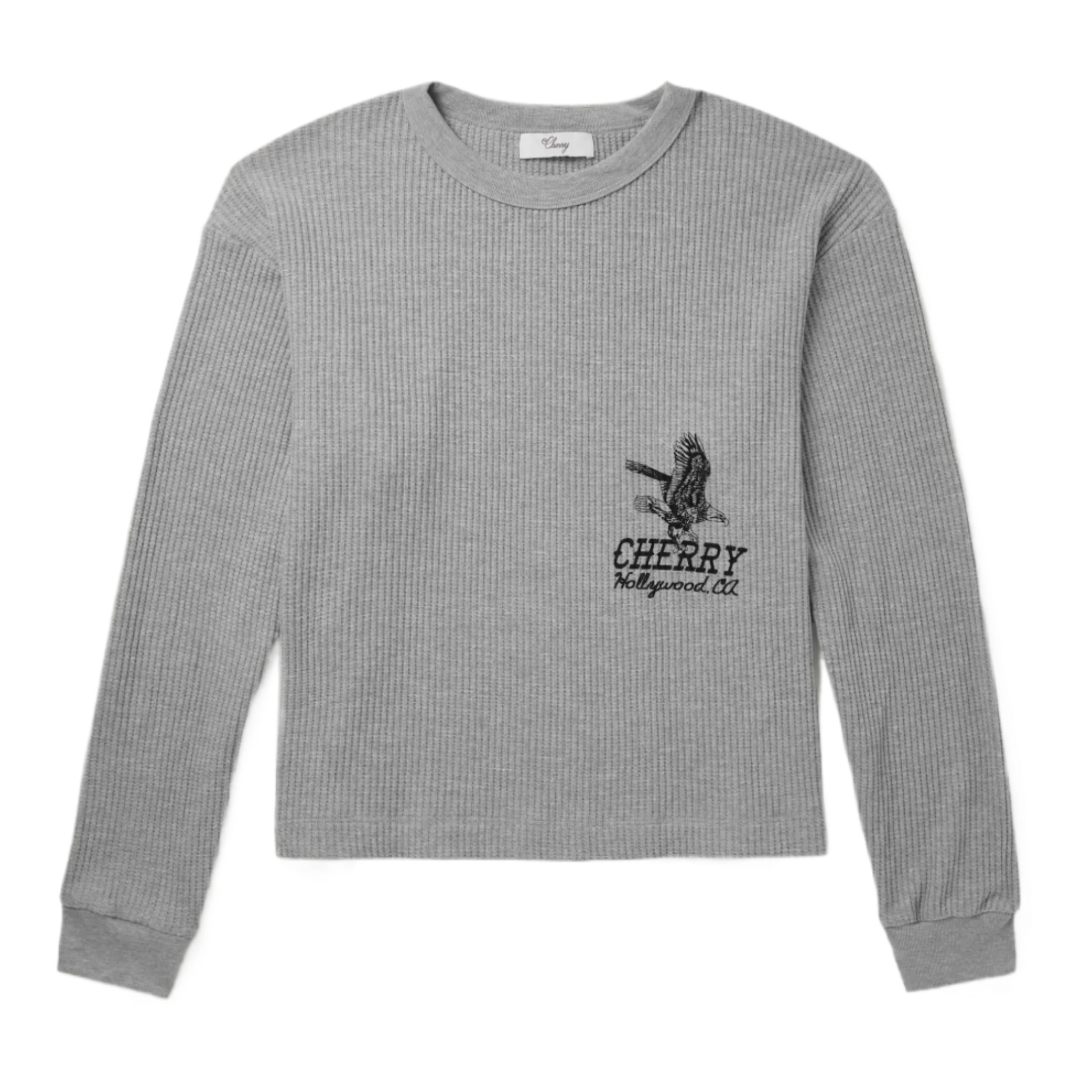 Hollywood Thermal Cropped Waffle-Knit Cotton-Blend T-Shirt