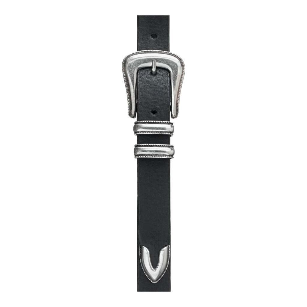 Western Silver Belt Black