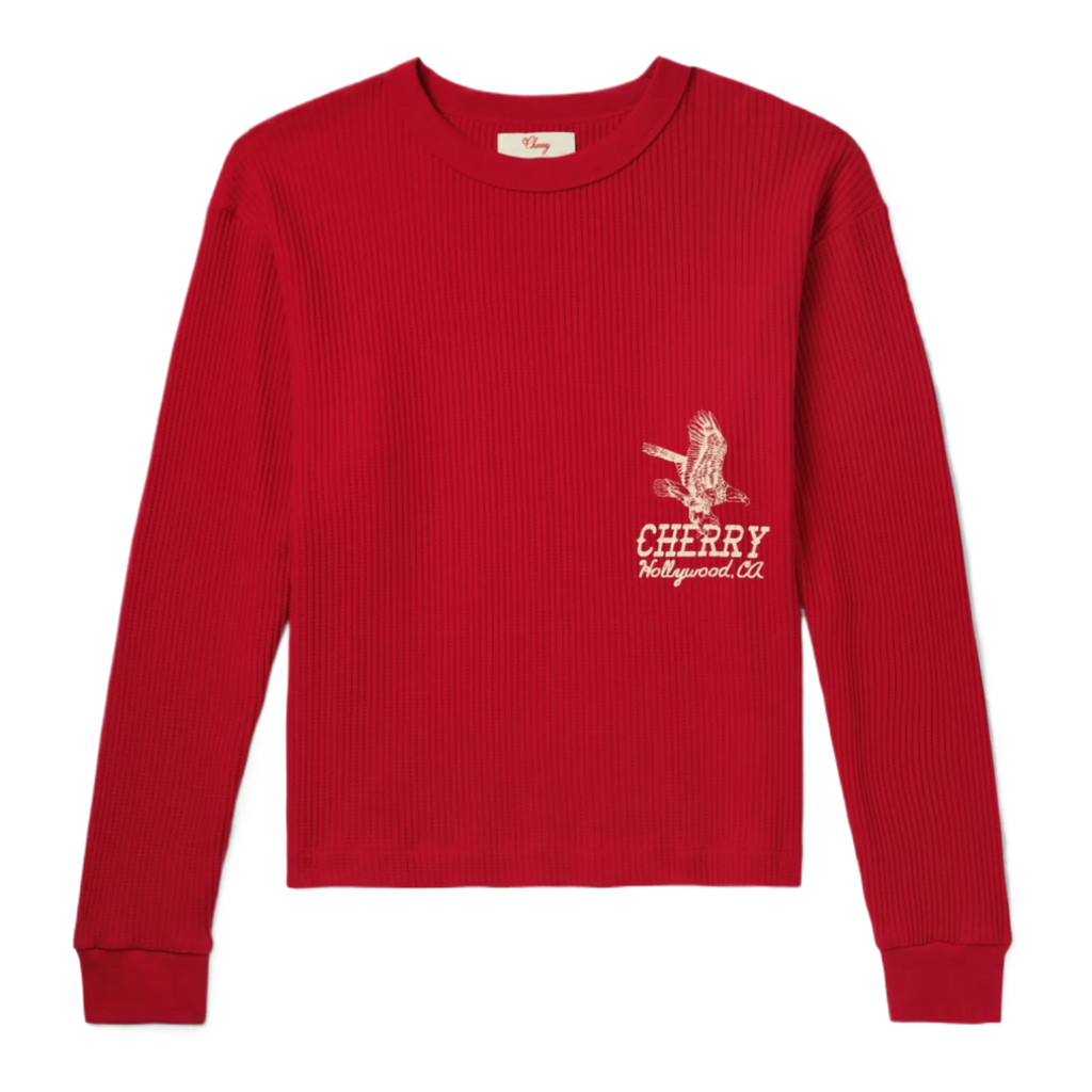 Hollywood Thermal Cropped Waffle-Knit Cotton-Blend T-Shirt