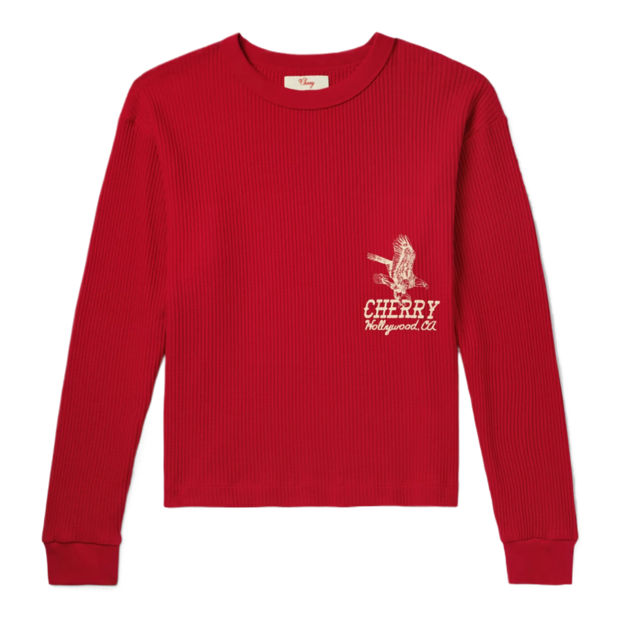 Hollywood Thermal Cropped Waffle-Knit Cotton-Blend T-Shirt