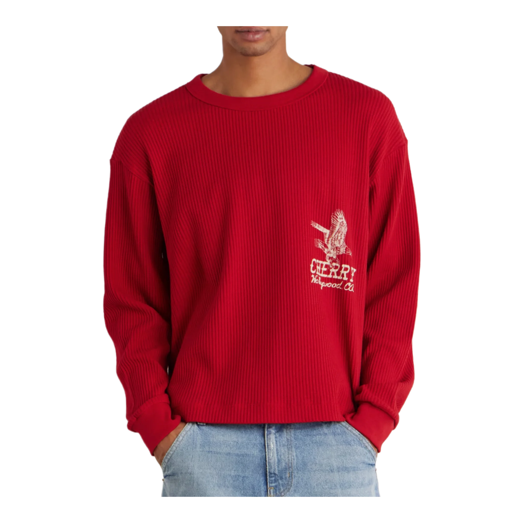 Hollywood Thermal Cropped Waffle-Knit Cotton-Blend T-Shirt