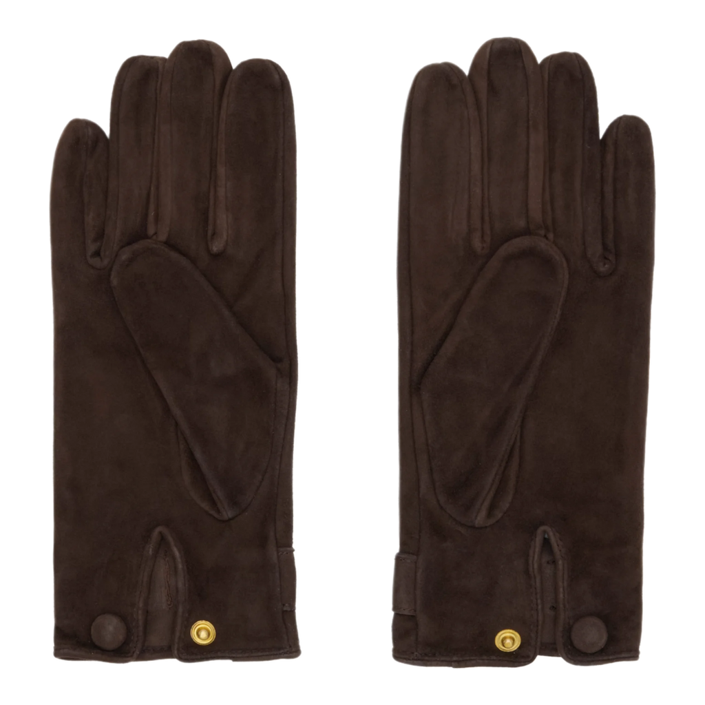 Brown Buckle Appliqué Leather Gloves