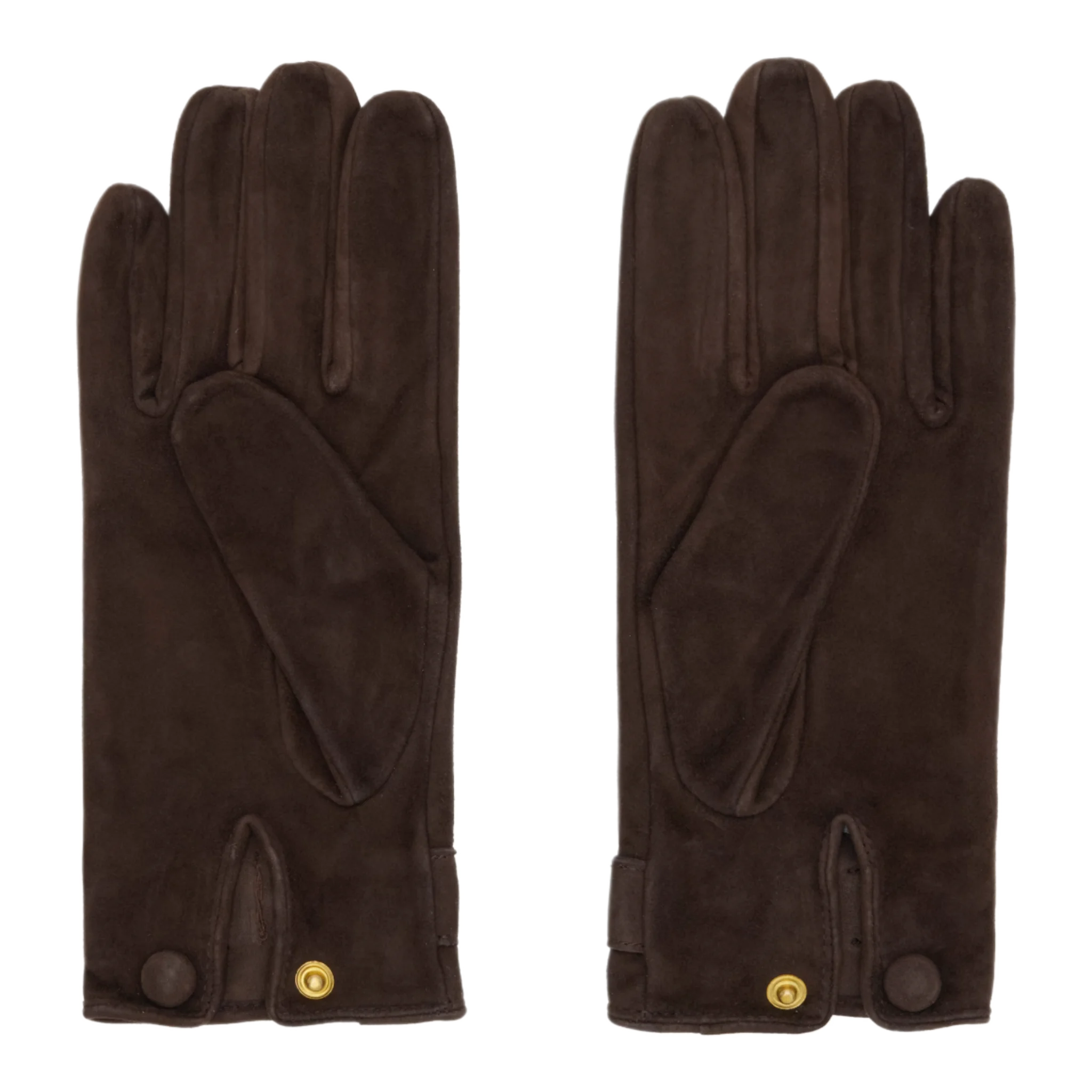 Brown Buckle Appliqué Leather Gloves