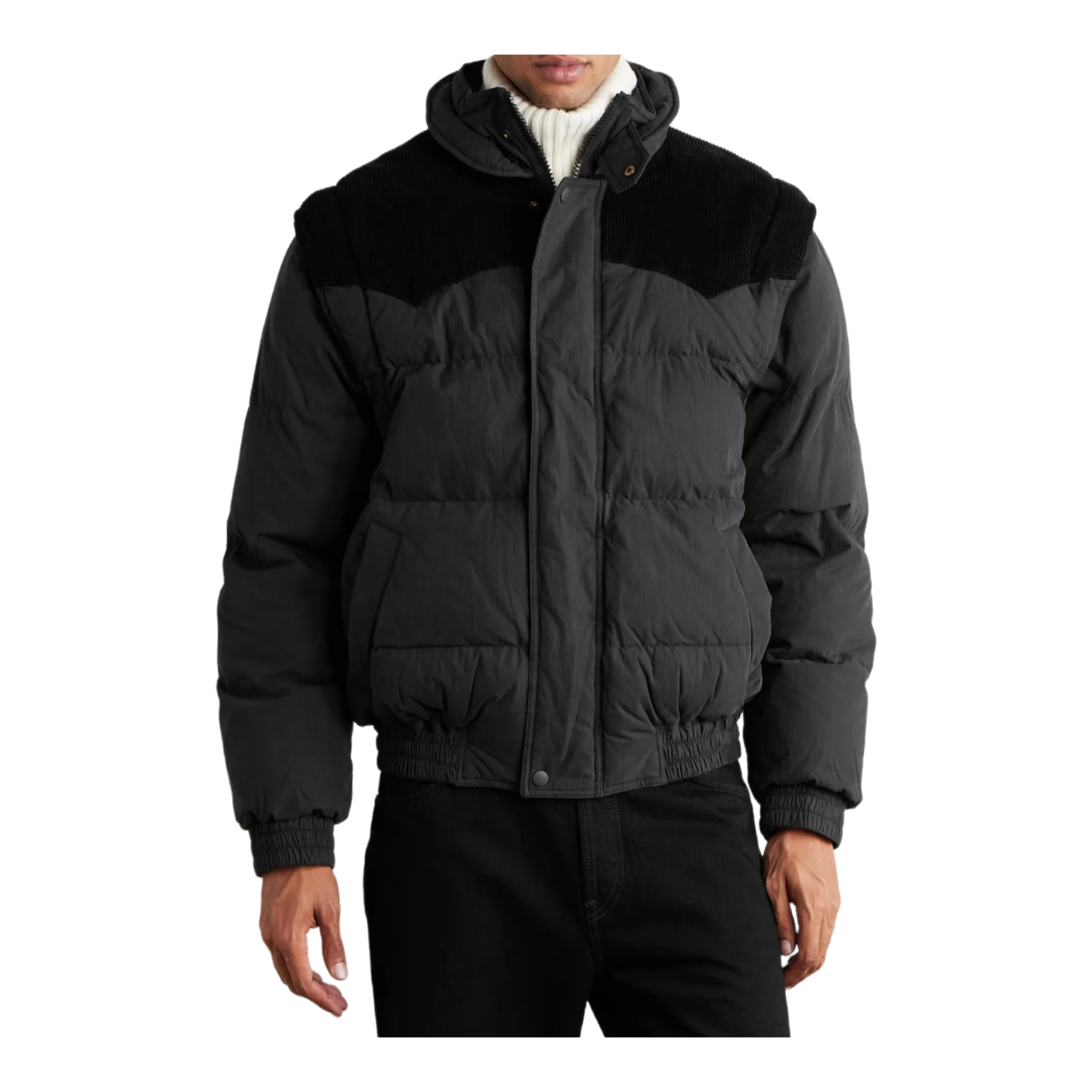Corduroy-Trimmed Padded Quilted Cotton-Blend Shell Jacket