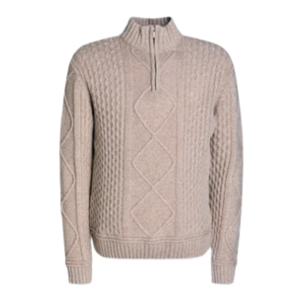 Geilo cable-knit merino wool and cashmere-blend half-zip sweater