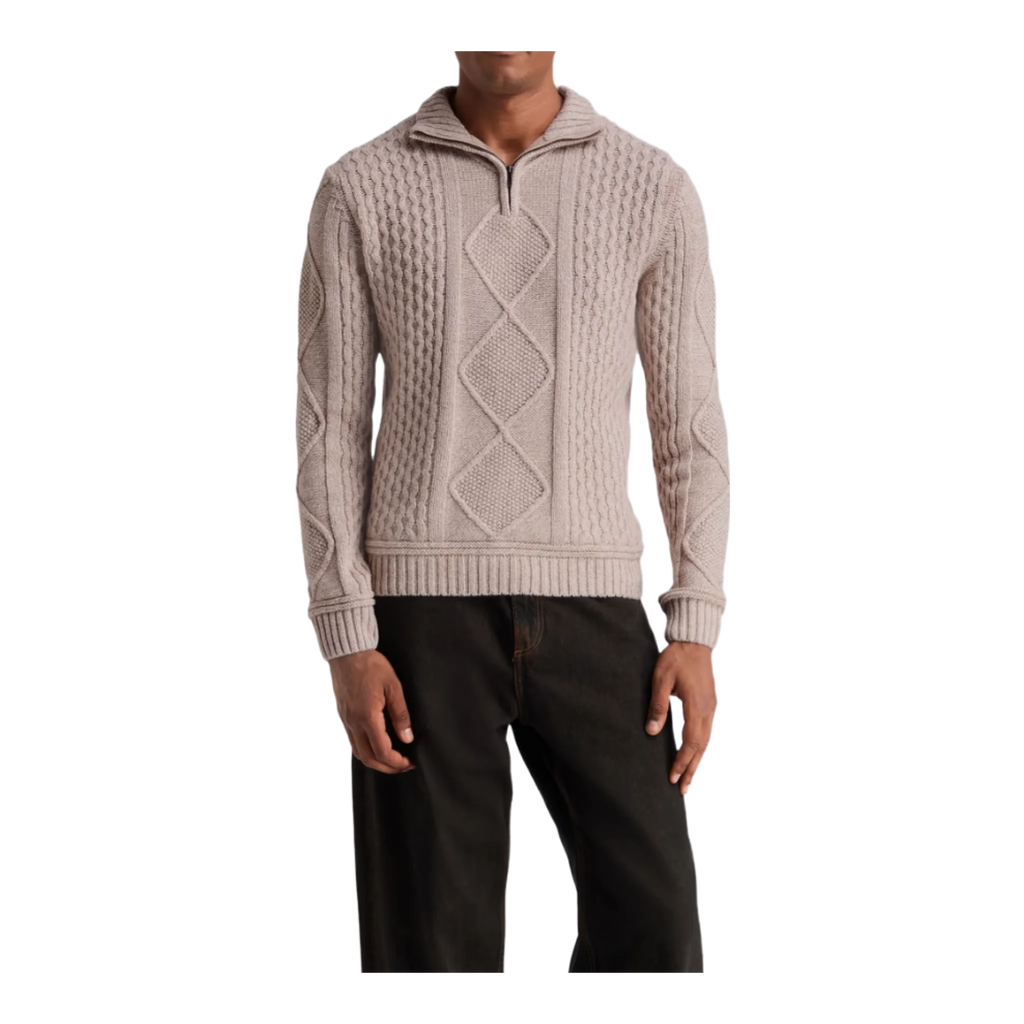 Geilo cable-knit merino wool and cashmere-blend half-zip sweater