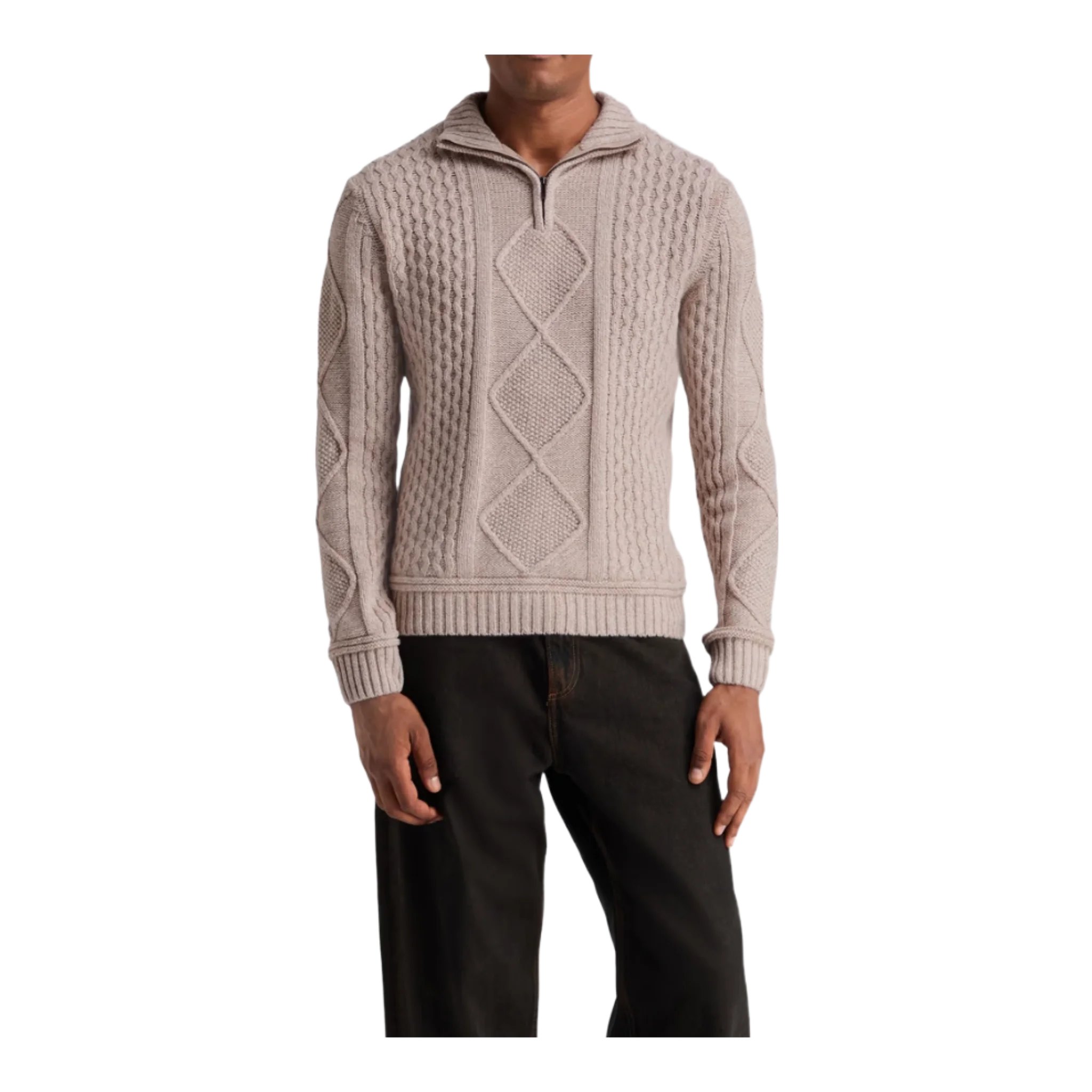 Geilo cable-knit merino wool and cashmere-blend half-zip sweater