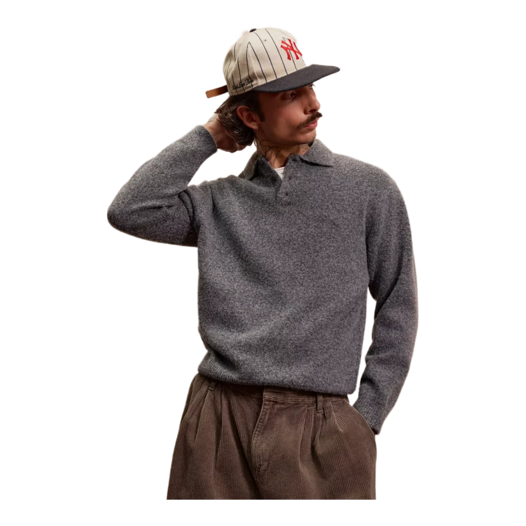 Charcoal Marl Polo Jumper