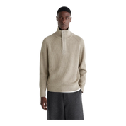 RIBBED WOOL HALF-ZIP JUMPER