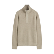 RIBBED WOOL HALF-ZIP JUMPER