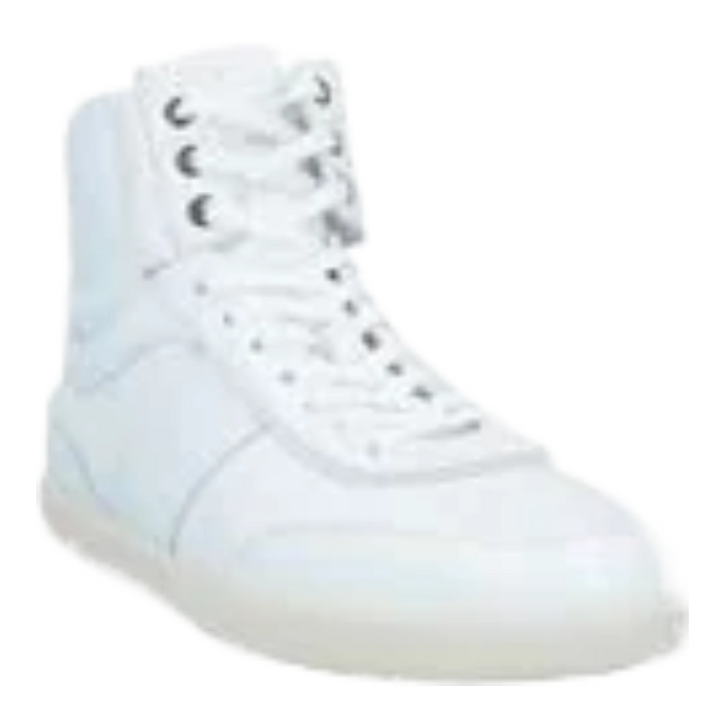 High top all white sneakers