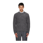 Gray Hairy Alpaca-Blend Crewneck Sweater