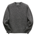 Gray Hairy Alpaca-Blend Crewneck Sweater