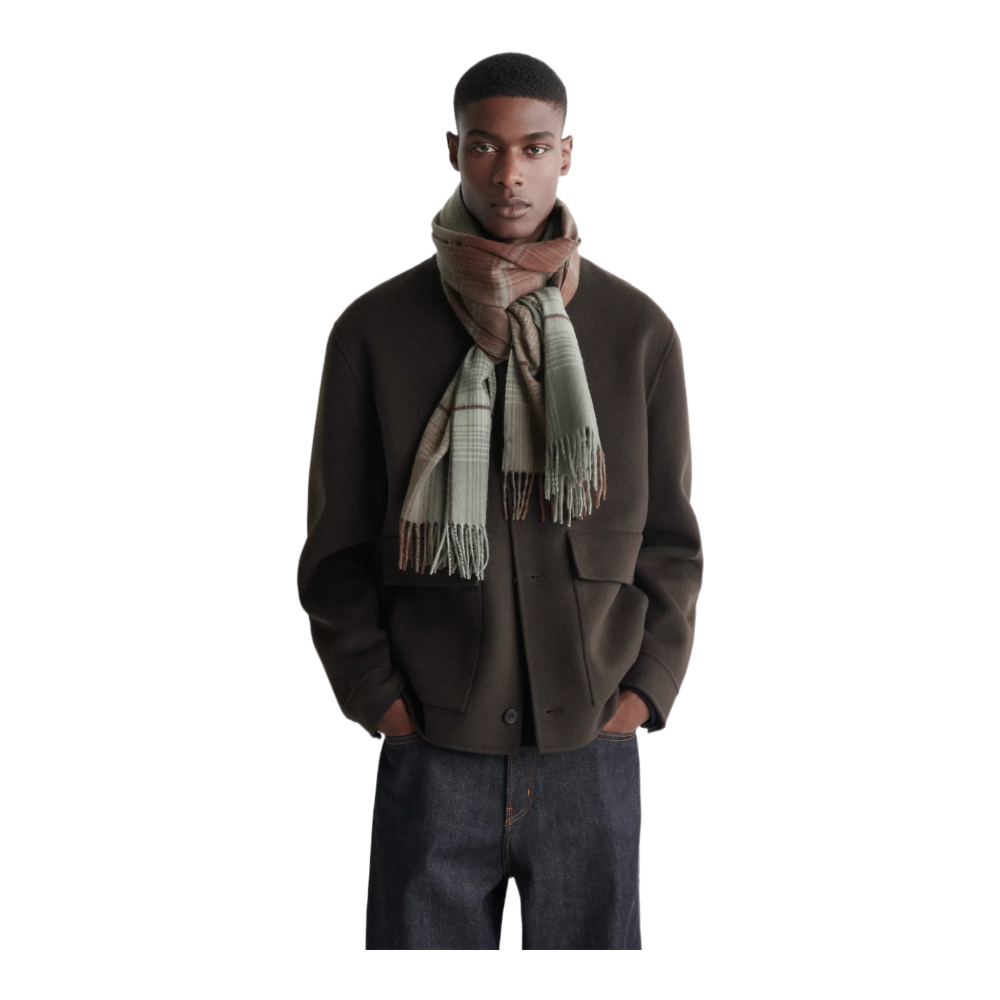 FRINGED WOOL-CASHMERE SCARF