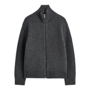 FUNNEL-NECK KNITTED WOOL JACKET