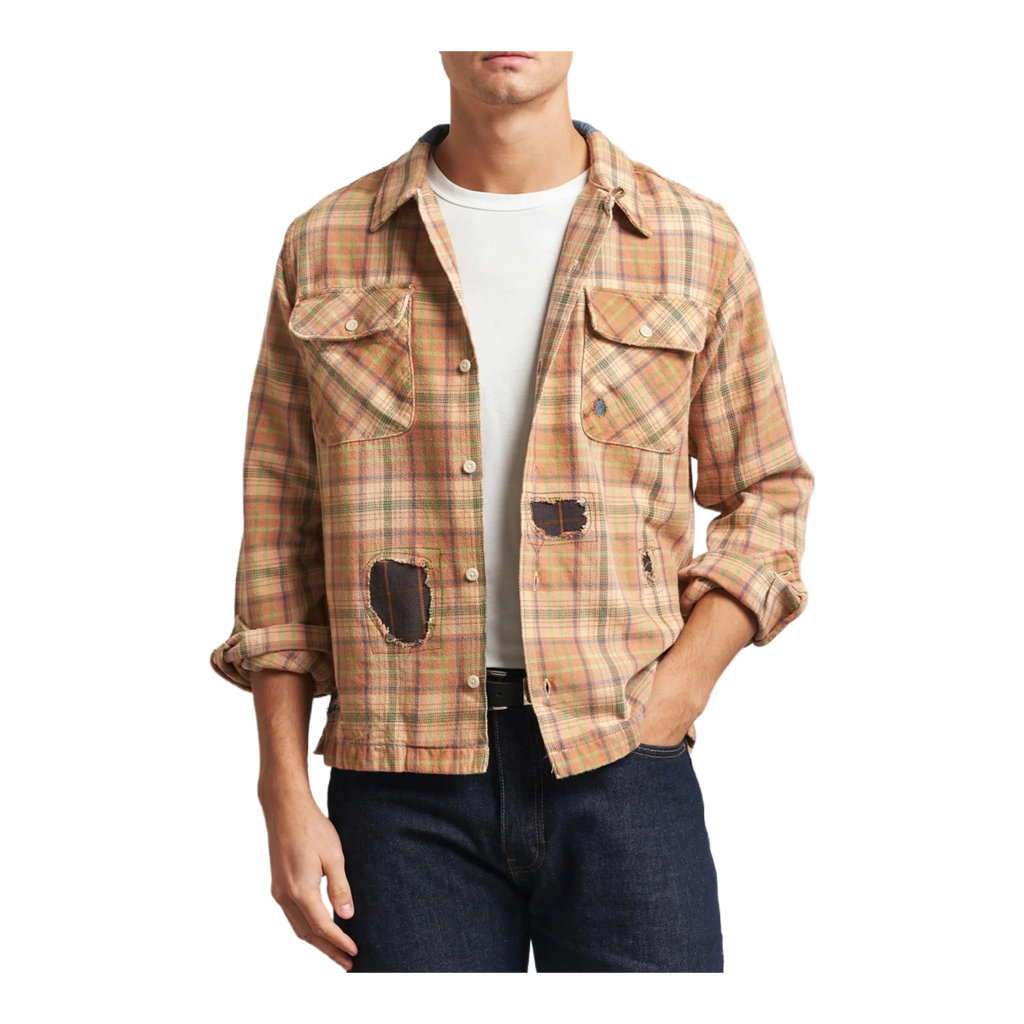 Carter Repaired Flannel Overshirt Orange/Tan