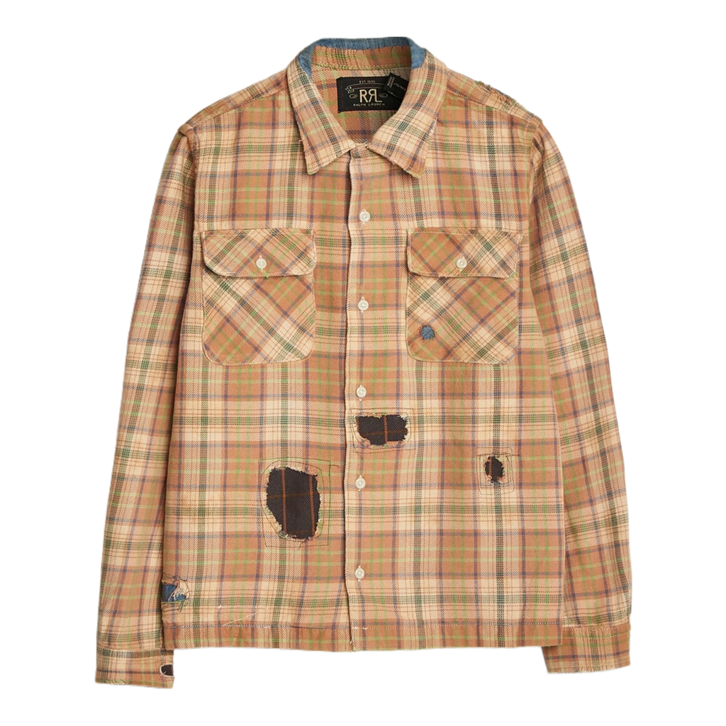Carter Repaired Flannel Overshirt Orange/Tan