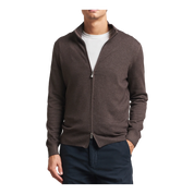 Wool/Cashmere Washed Full Zip Brown Melange