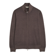 Wool/Cashmere Washed Full Zip Brown Melange