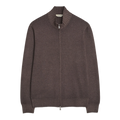 Wool/Cashmere Washed Full Zip Brown Melange