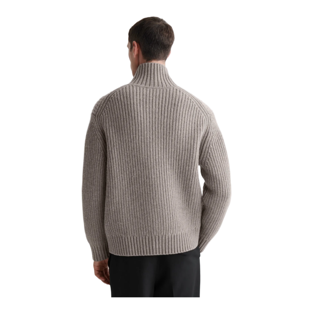 FUNNEL-NECK KNITTED WOOL JACKET