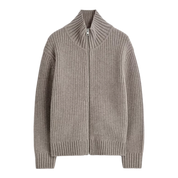 FUNNEL-NECK KNITTED WOOL JACKET