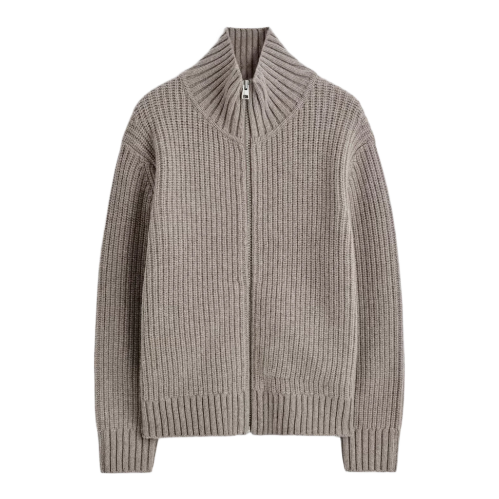 FUNNEL-NECK KNITTED WOOL JACKET