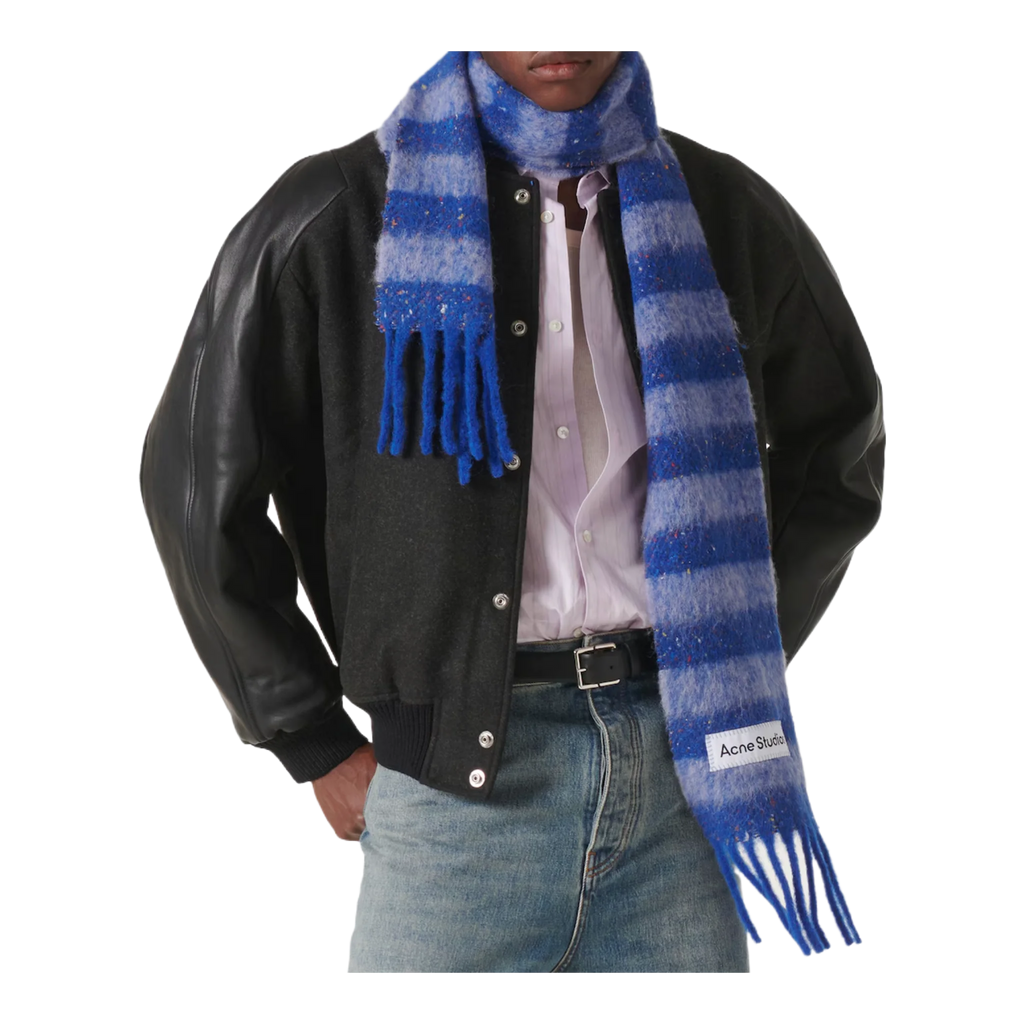 Striped logo alpaca-blend scarf
