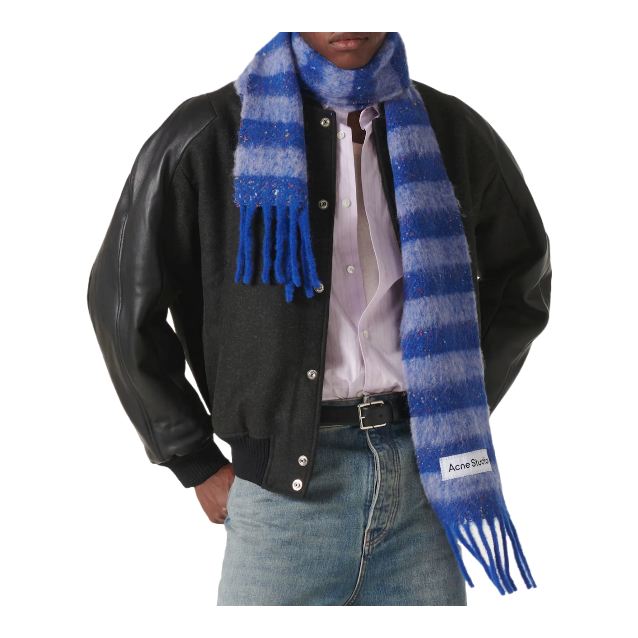 Striped logo alpaca-blend scarf