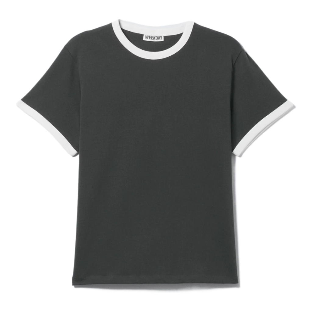 SHORT-SLEEVED CONTRAST TRIM COTTON T-SHIRT