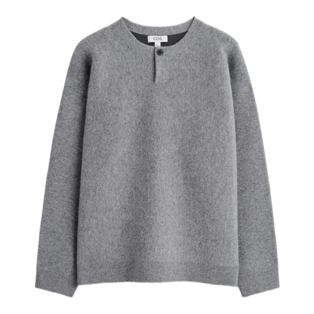 DOUBLE-FACED MERINO WOOL HENLEY JUMPER