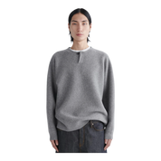 DOUBLE-FACED MERINO WOOL HENLEY JUMPER