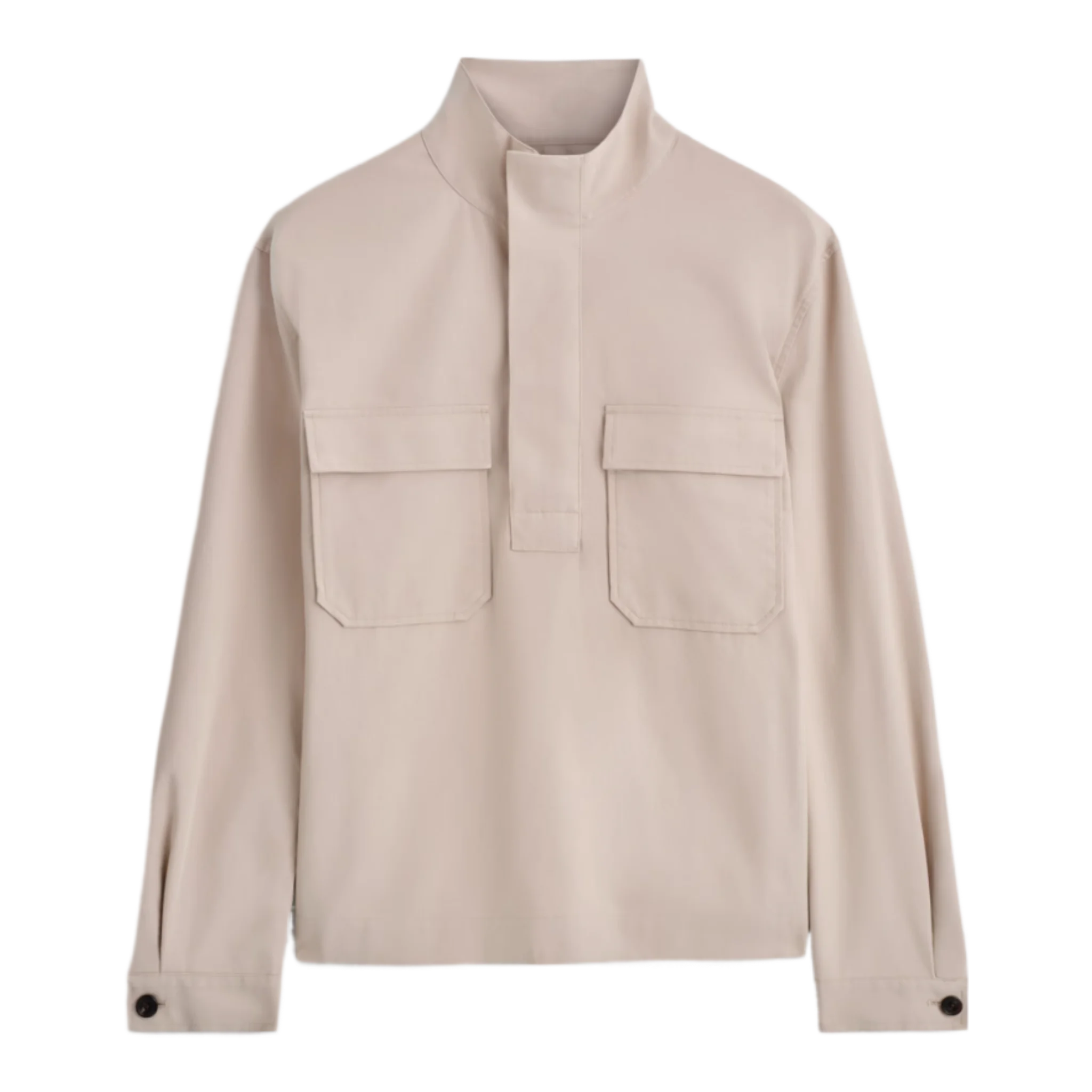 COTTON-TWILL HALF-ZIP OVERSHIRT