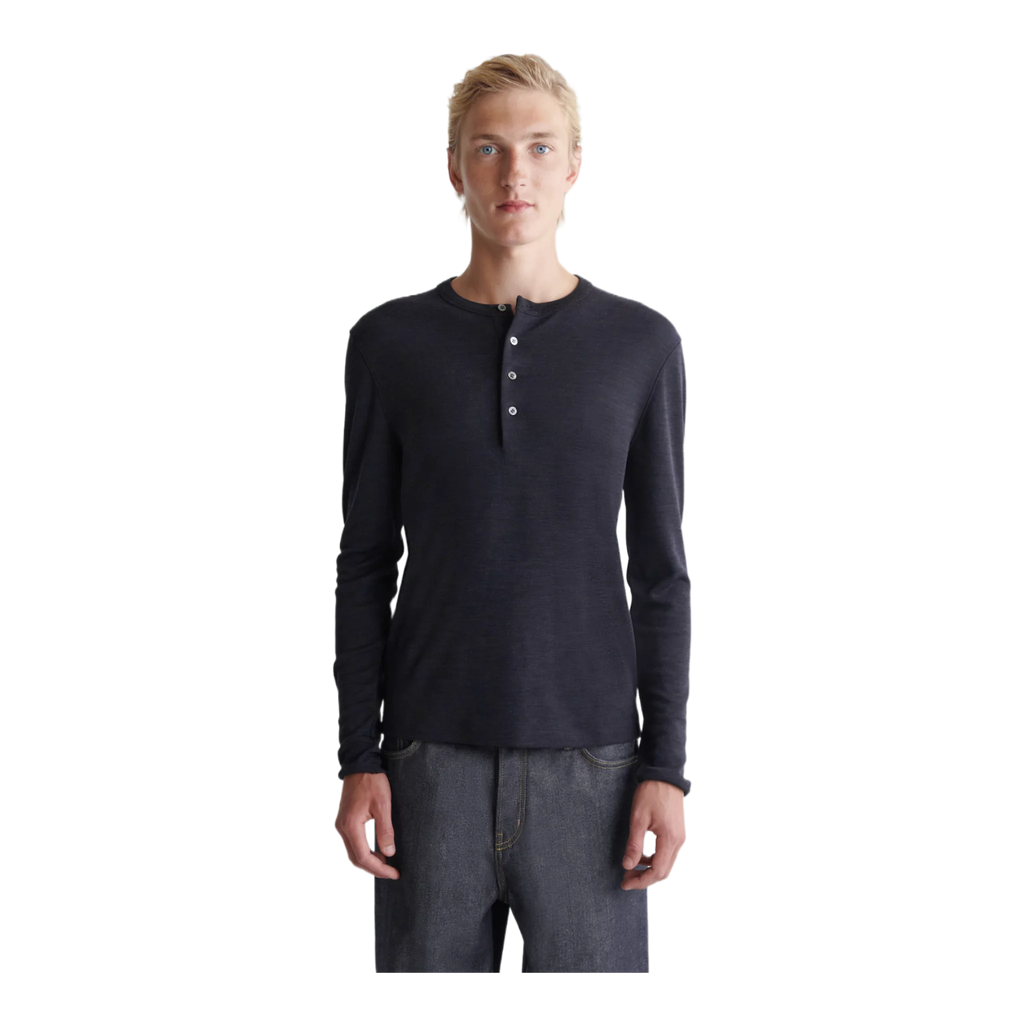 WOOL-BLEND HENLEY TOP
