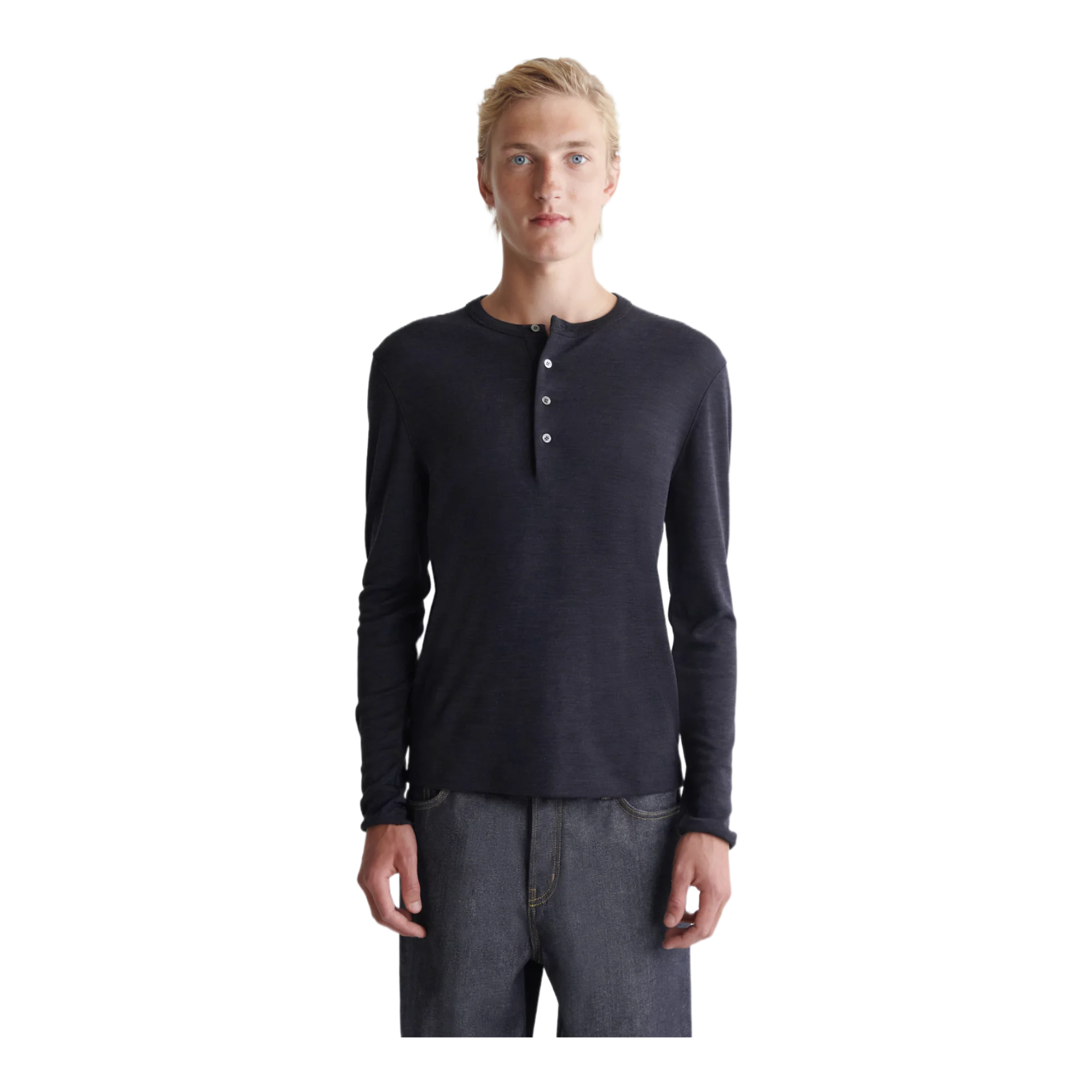 WOOL-BLEND HENLEY TOP