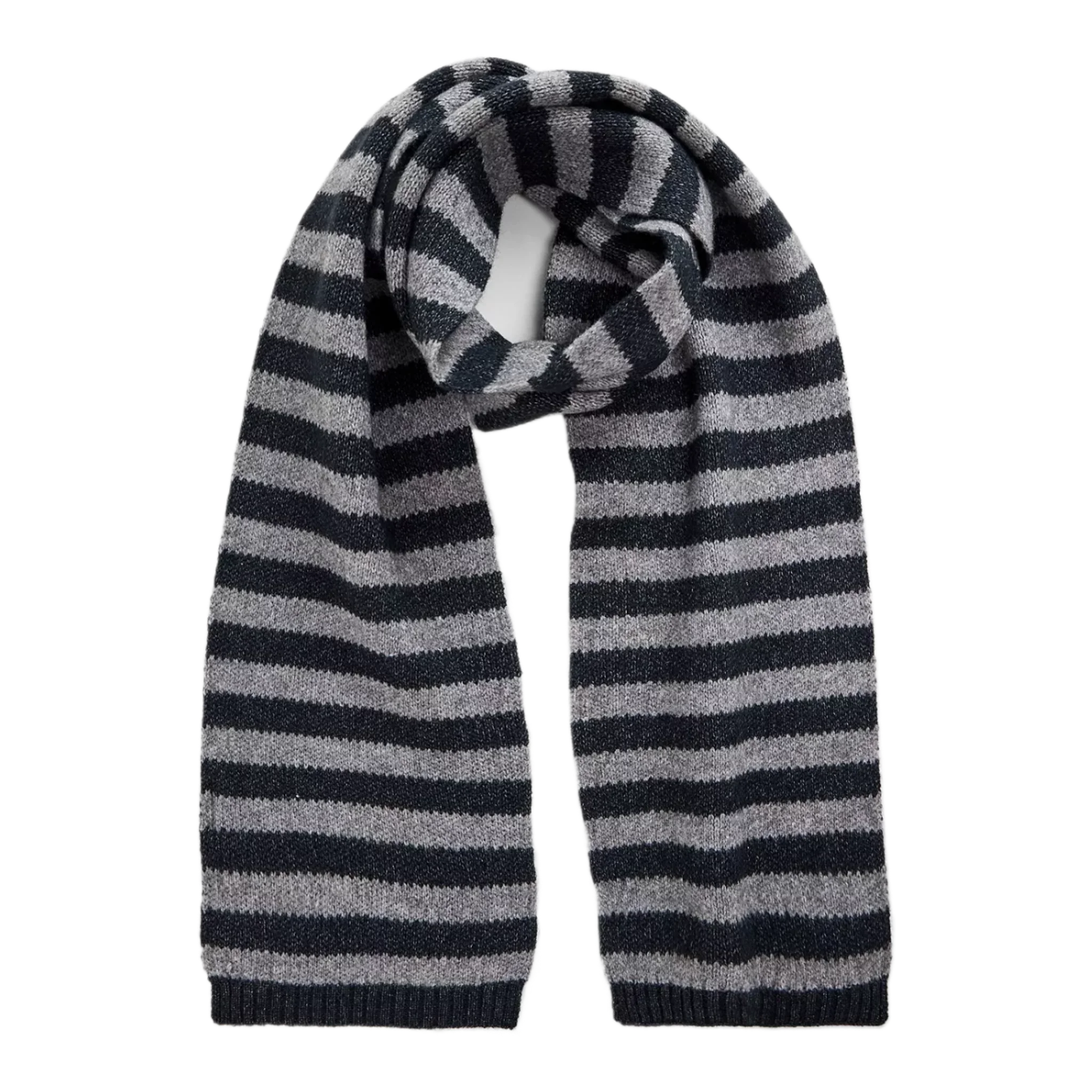Dark Grey Stripe Thin Scarf